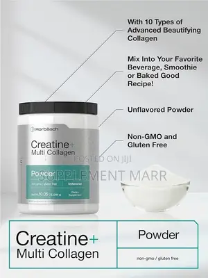 Horbaach Creatine Monohydrate Foda da Collagen & L-Taurine - 10.05 Oz