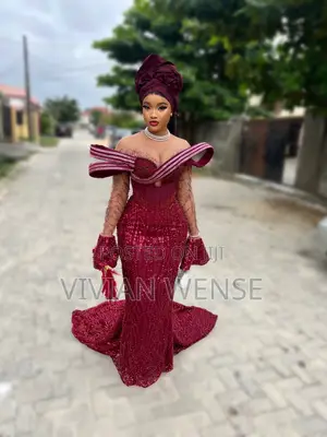Jadawalin Aure/Asoebi na Gargajiya - Ja, Girman 10/12