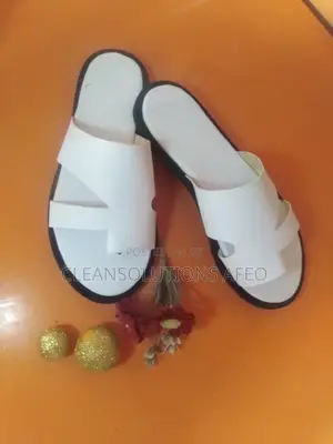 Women's White Leather Slide Slippers