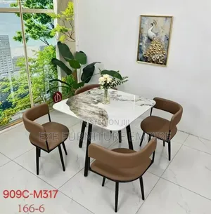 Stylish 4-Seater Marble Dining Set