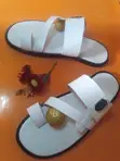 Men's White Leather Slides - 2