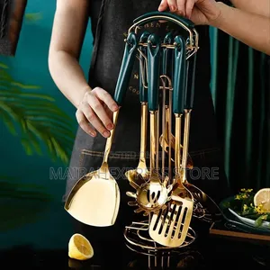 7-Piece Nordic Wares Gold Stainless Steel Cooking Spoon Set