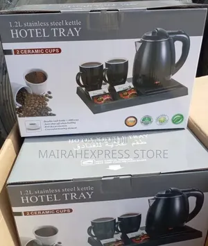 1.2L Hotel Hot Tray Electric Kettle with 2 Ceramic Mugs