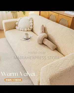Stretchy Sofa Slipcover with Leaf Pattern - 1 Seater