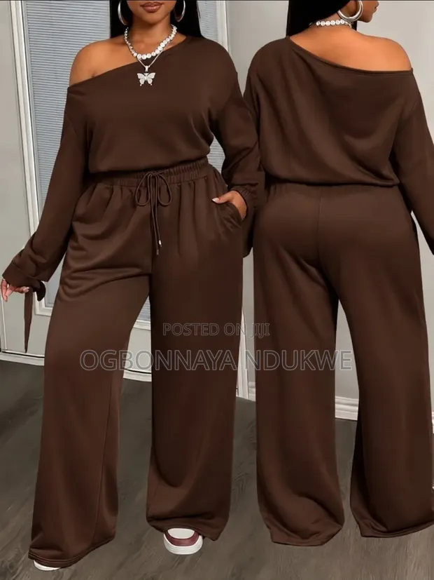 Brown Cotton Joggers - Women's - 1