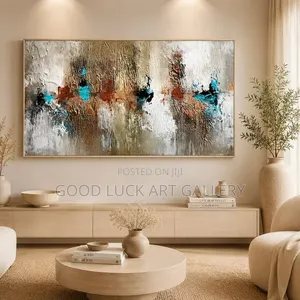 Modern Abstract Wall Art - Turquoise & Copper Accents