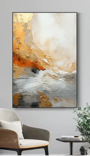 White Gold Abstract Canvas Wall Art