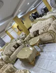 Luxury Royal Turkish Sofa Set - Cream & Gold - 1