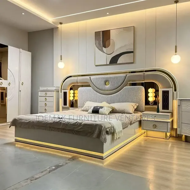 Luxurious Turkish Smart Bed 6x7 with Wardrobe & Dressing Set - 1