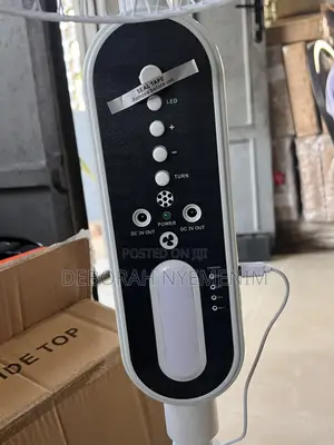 16" Rechargeable Solar Standing Fan + Panel + 2 Bulbs
