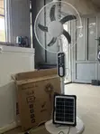 16" Rechargeable Solar Standing Fan + Panel + 2 Bulbs - 4
