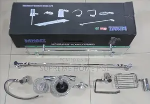 Mmaat 8-Piece Brass Bathroom Accessories Set - Silver