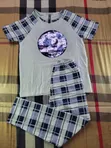 Premium Plaid Trousers Sequin Top 2pcs Set Children's Wear - 1