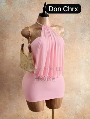 Sabon Pink Halter Neck Draped Mini Dress