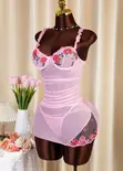 Floral Mesh Body-Con Lingerie Dress - 3