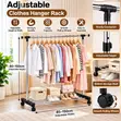 Adjustable Double Pole Clothes Rack with Wheels - 1