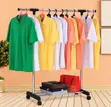 Adjustable Double Pole Clothes Rack with Wheels - 2