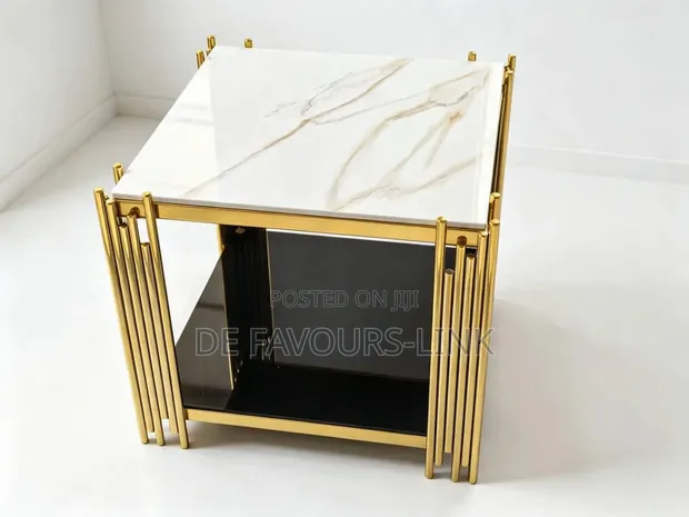 Marble Side Stool - White Square - 1