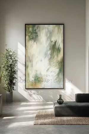 Abstract Canvas Wall Art - Green, Beige, White