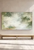 Abstract Canvas Wall Art - Green, Beige, White - 2