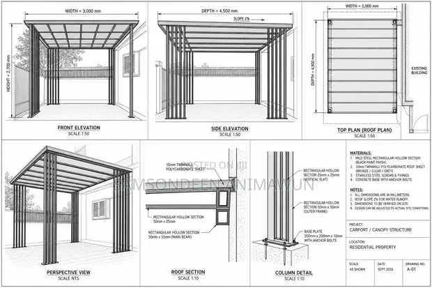 Modern Pergola Canopy | Custom Made & Installed - 1