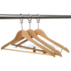 Luxury Anti-Theft Security Ring Wooden Clothes Hanger (10 Pack)