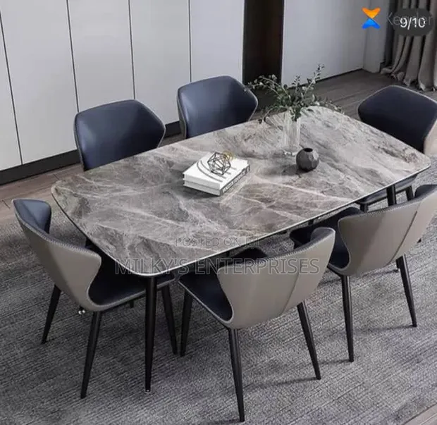 Modern 6 Seater Grey Amani Sintered Stone Dining Set - 1