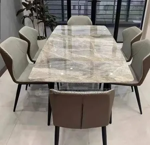 Modern 6 Seater Grey Amani Sintered Stone Dining Set