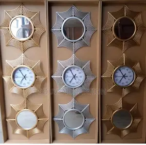 Decorative Clock and Mirror Set (2 Mirrors, 1 Clock)