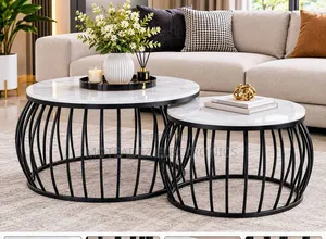 2pcs Modern Marble Nesting Center Tables