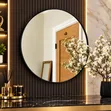 Chic Black-Framed Round Mirror - Modern Home Decor - 2
