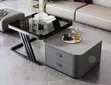 2pcs Zamani Marble/Glass Center Tables Tare da 2 Drawers - 1
