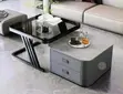 2pcs Zamani Marble/Glass Center Tables Tare da 2 Drawers - 2