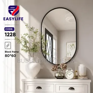 EASYLIFE Oval Black Frame Mirror - 80x60cm