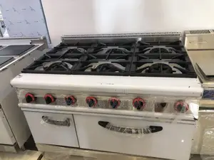Heavy-Duty Industrial 4/6-Burner Gas Cooker tare da Oven