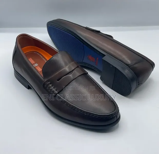 Golden C Luxury Men's Leather Loafers - Brown - 1