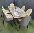 6 Seater Black Pandora Marble Sintered Stone Dining Table Set - 1
