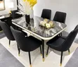 6 Seater Black Pandora Marble Sintered Stone Dining Table Set - 2