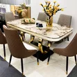 6 Seater Black Pandora Marble Sintered Stone Dining Table Set - 3