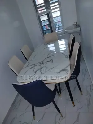 6 Seater Black Pandora Marble Sintered Stone Dining Table Set