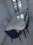 6 Seater Black Pandora Marble Sintered Stone Dining Table Set - 5