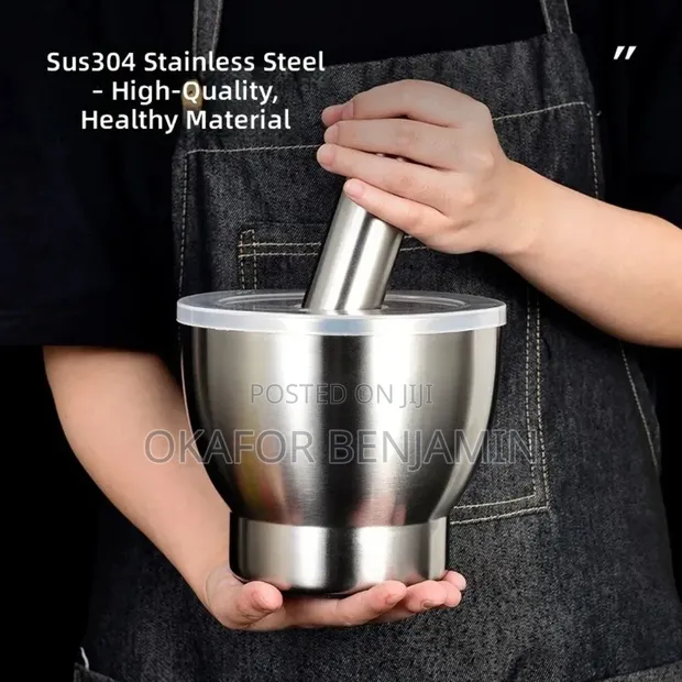 Morta & Pestle Mai Inganci Na 304 Stainless Steel Tare Da Murfi - 1