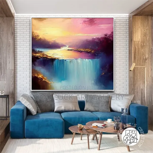 Waterfall Modern Abstract Canvas Wall Art - 1