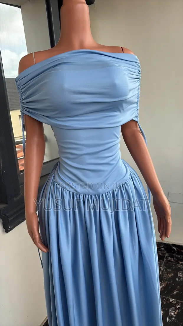 Custom Made Off-Shoulder Ruched Gown - 1