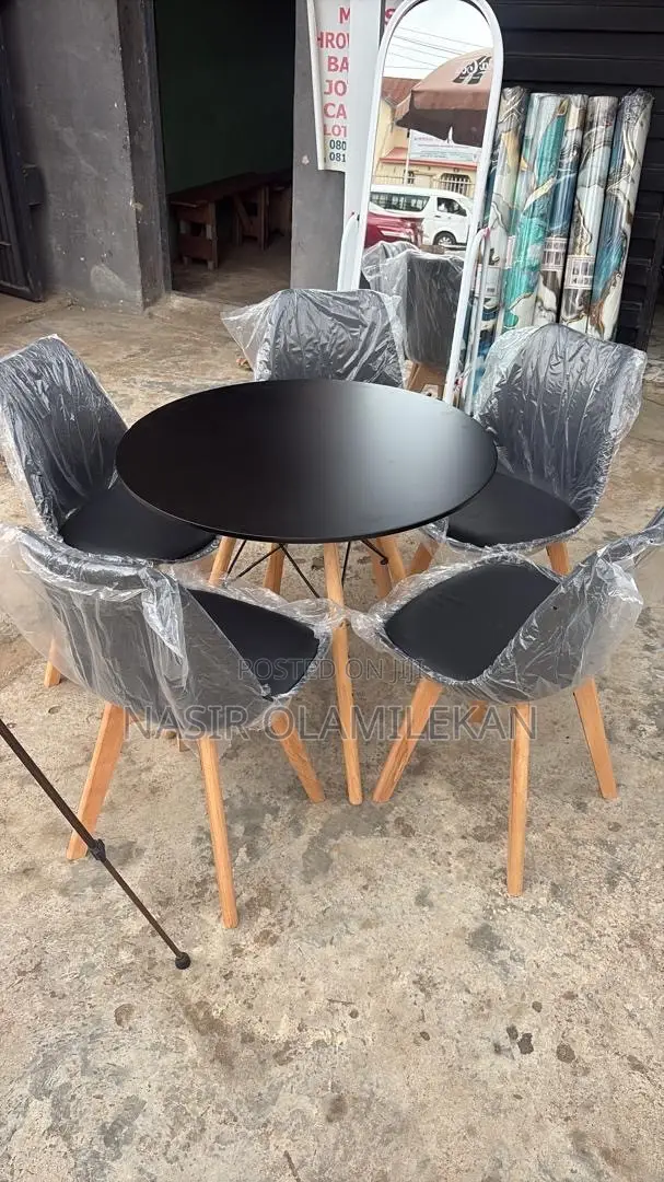 Round Wooden Dining Table with 6 Chairs - Brand New - 1