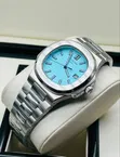 Luxury Patek Philippe Light Blue Face Chain Watch - 3
