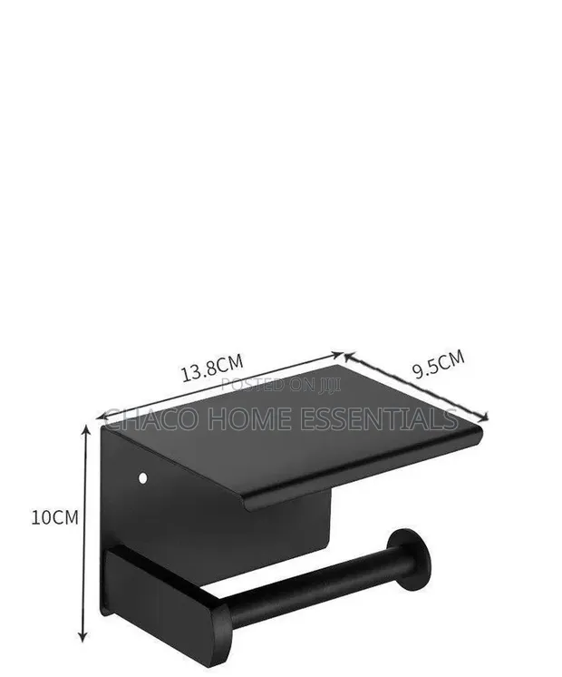 Modern Matte Black Wall-Mounted Toilet Paper Holder - 1