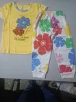 Premium Kids Embroidery Yellow Floral Outfit 2-Piece Set - 2
