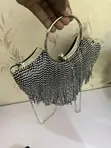 Silver Crystal Fringe Ring Clutch - 2