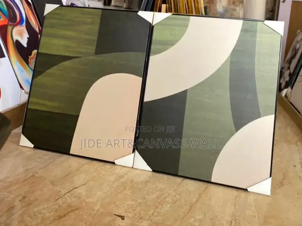 Abstract Wall Canvas Artwork with Wooden Frame - 1